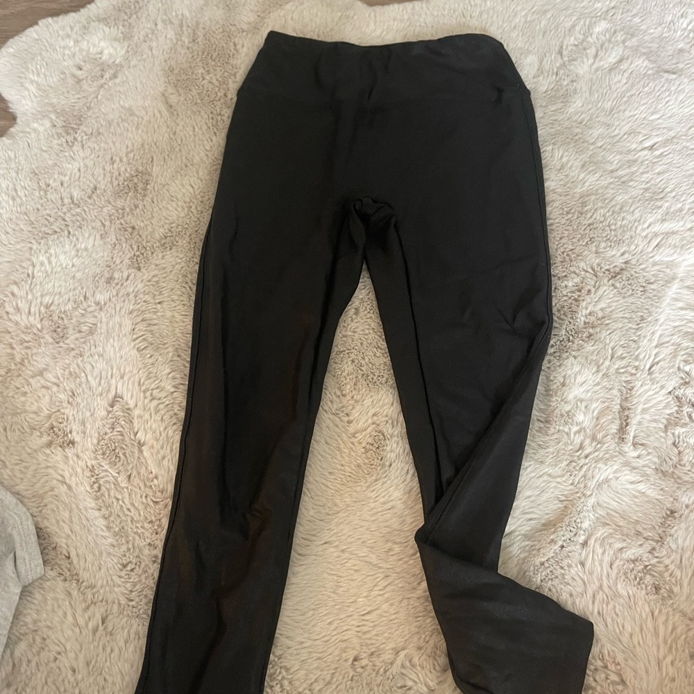 Black metallic leggings